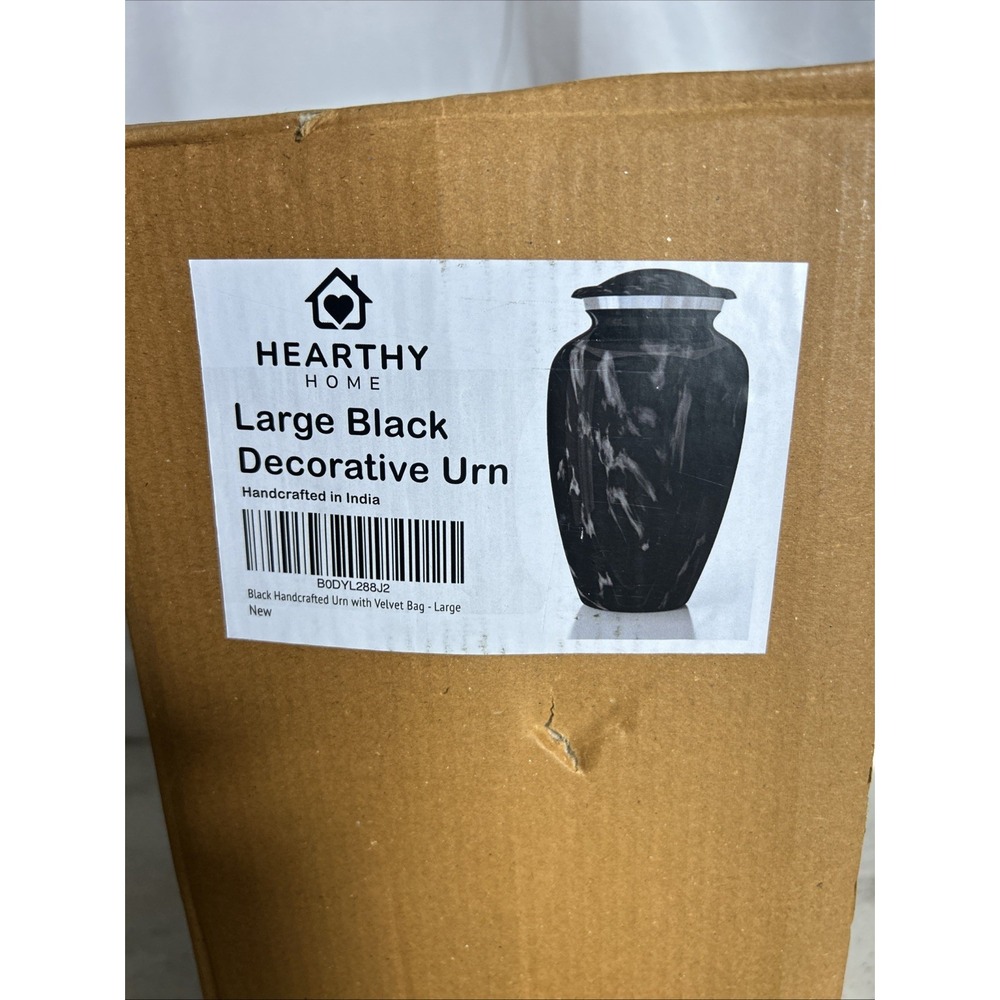 Cremation Urns for Human Ashes Adult Black Marble Finish